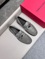 Ferragamo Grey calfskin Leather Shoes-Ferragamo Man Business Leather Shoes